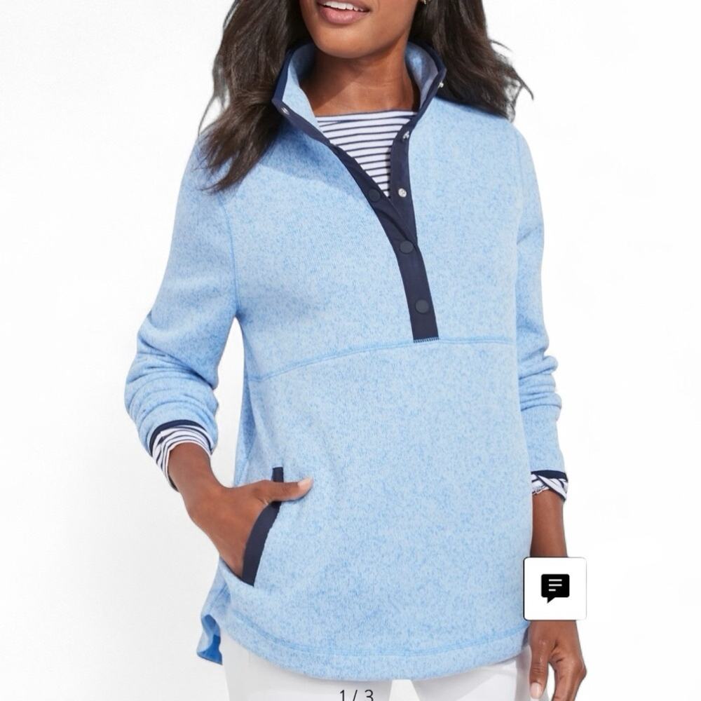 VINEYARD VINES Blue Sweater Fleece Snap Placket Pullover 2021 SMALL Pullover